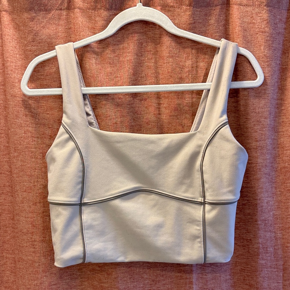 YPB Tan with Gray Detail Women’s Sports Bra/Workout Top